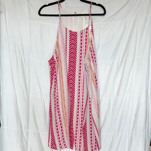 Emily Wonder 2X Summer Geometric Pattern Sun Dress FLAWED NWT